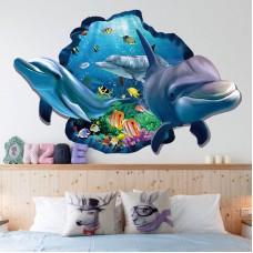 3D Dolphin Wall Sticker Ocean Waterproof Bathroom Kitchen Decal Mural For Kids   153084786417